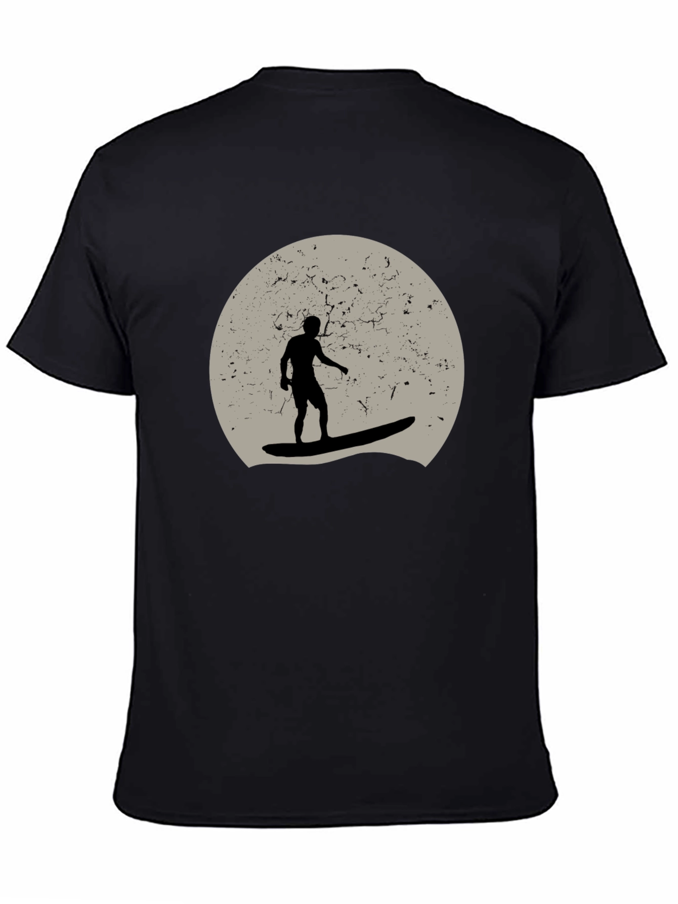 Surfer Silhouette Graphic T-Shirt - Black