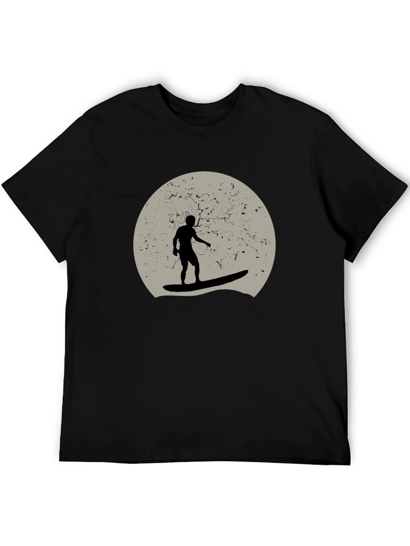 Surfer Silhouette Graphic T-Shirt - Black