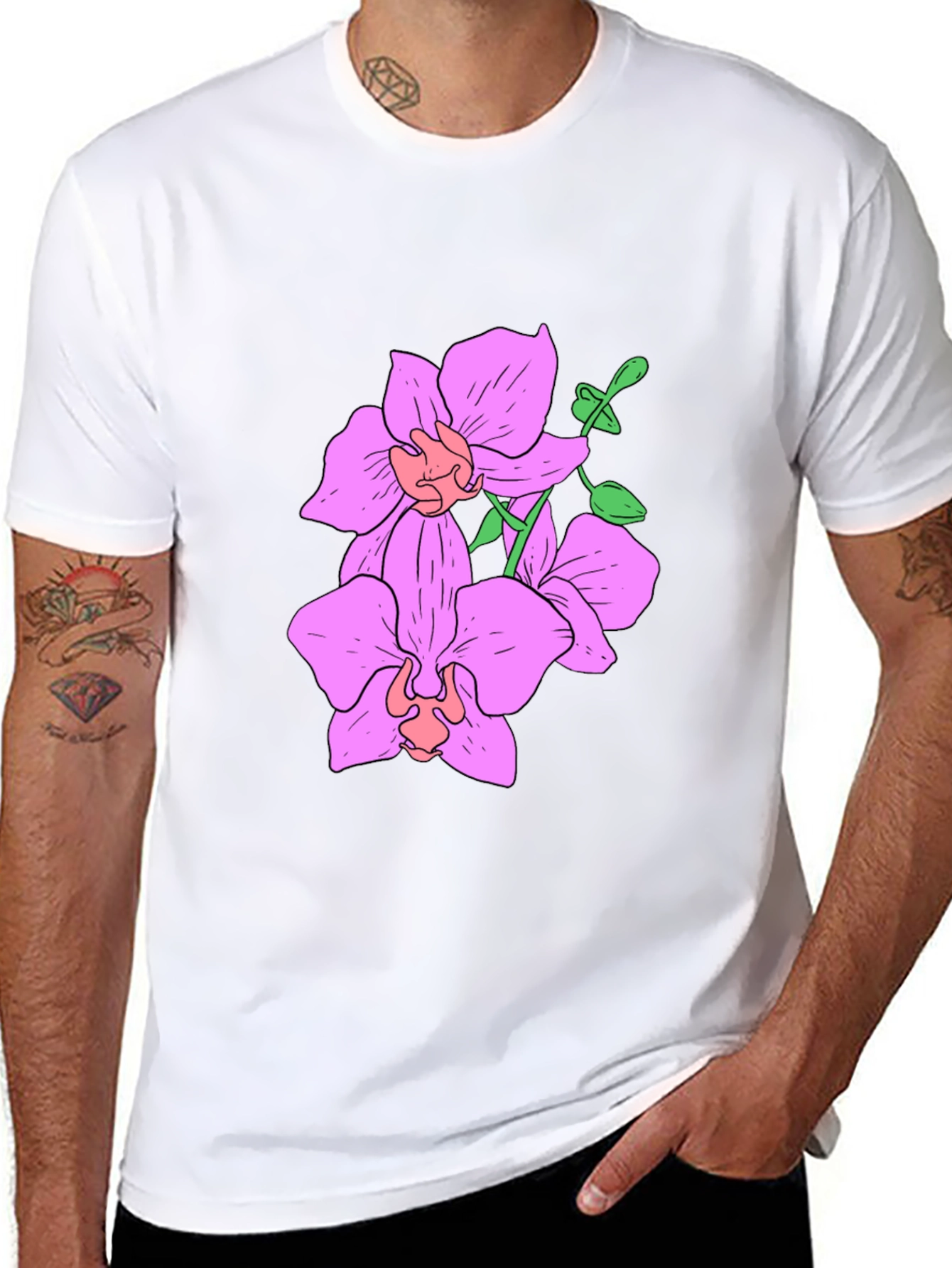 Floral Print Black T-Shirt for Men