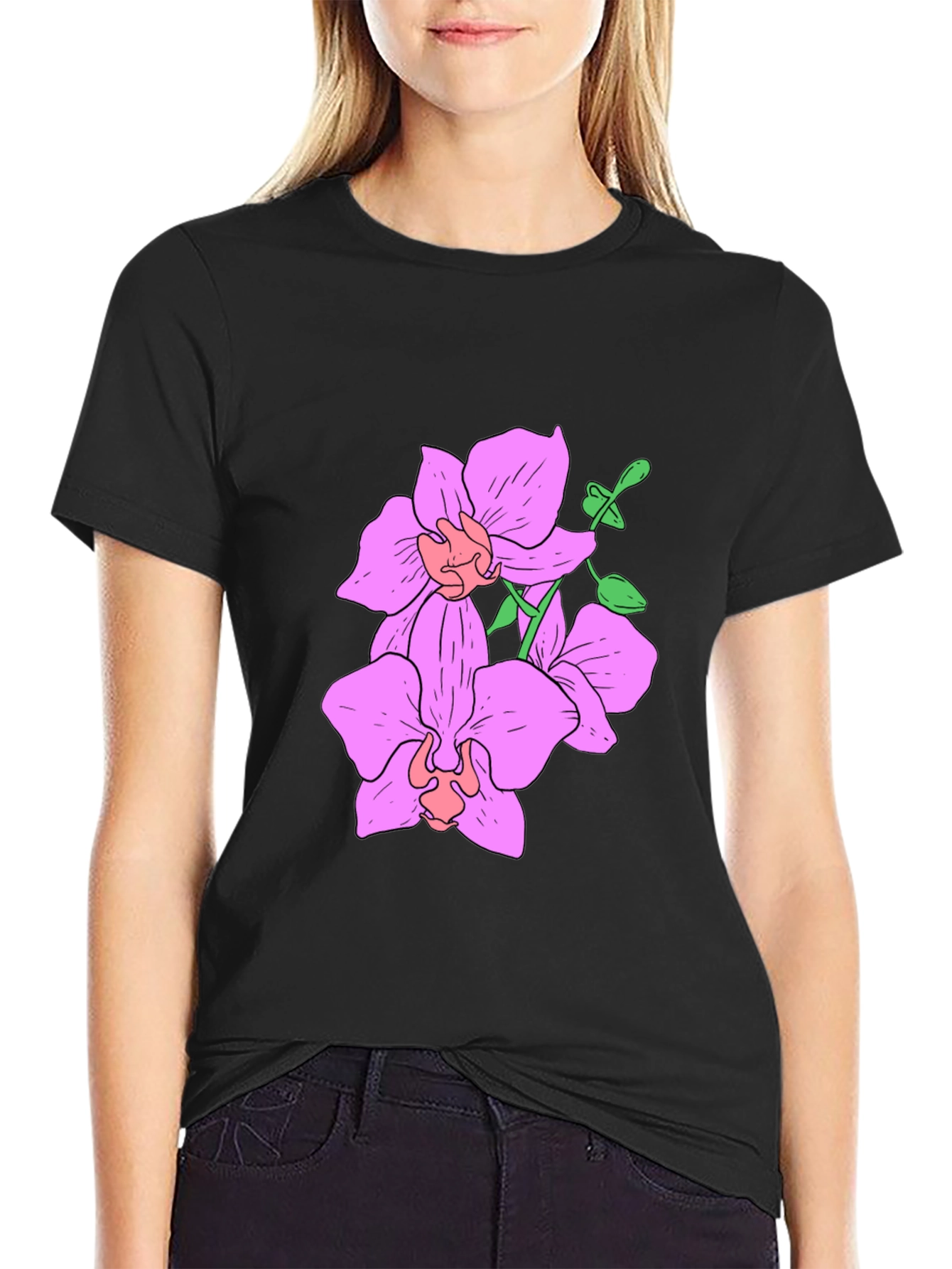 Floral Print Black T-Shirt for Men