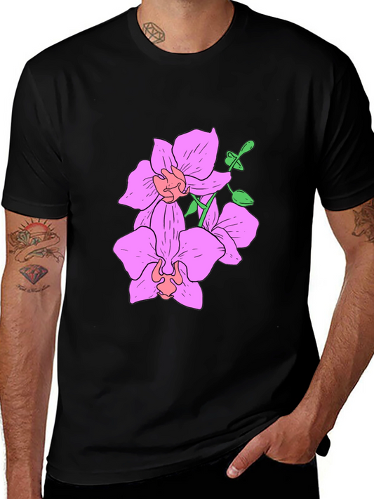 Floral Print Black T-Shirt for Men