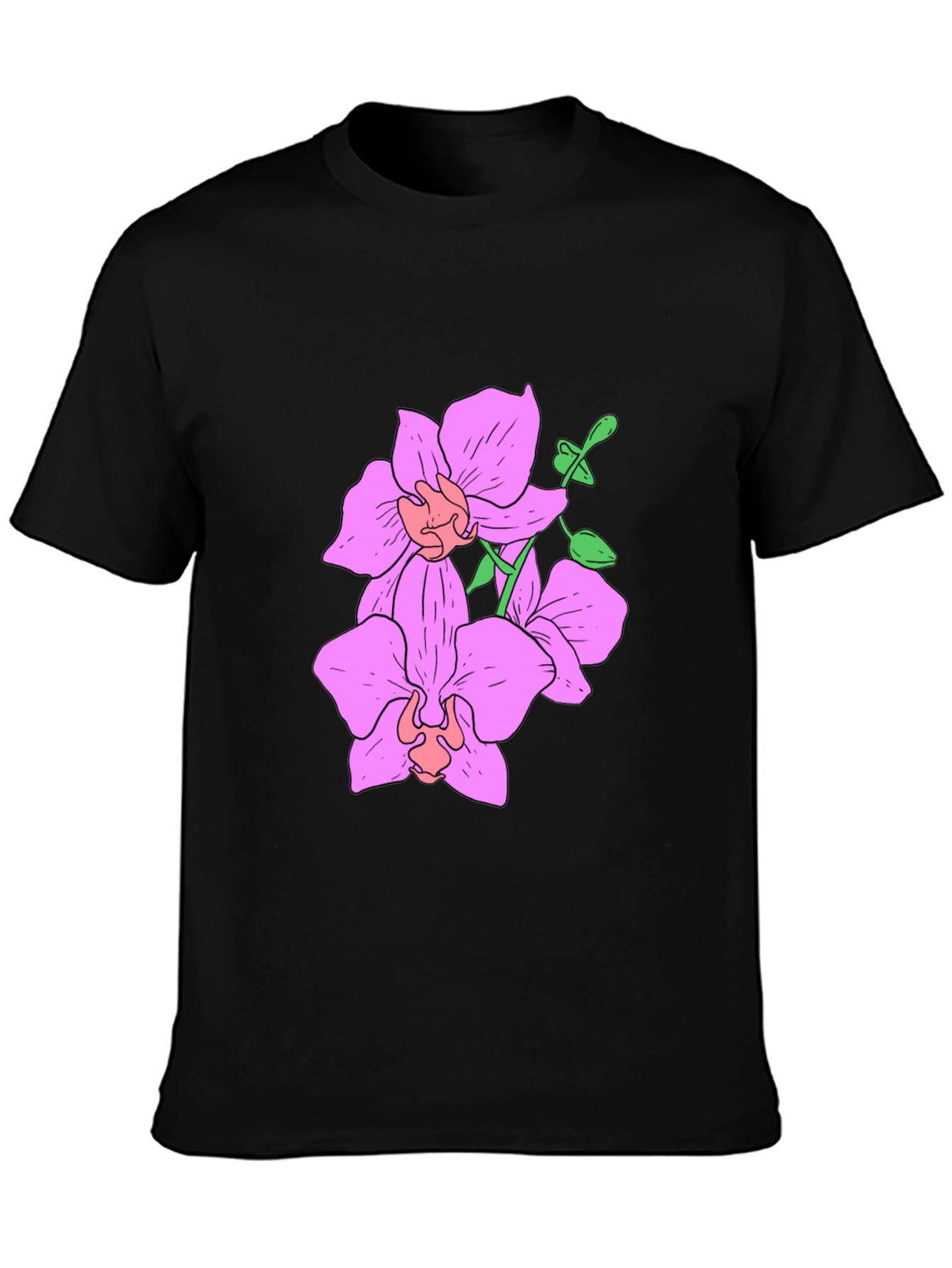 Floral Print Black T-Shirt for Men