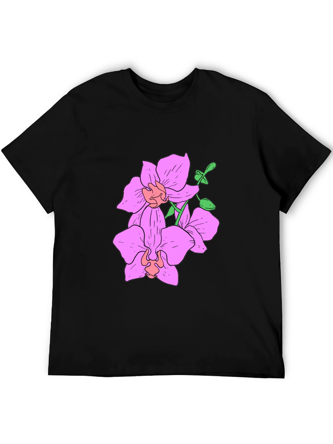 Floral Print Black T-Shirt for Men