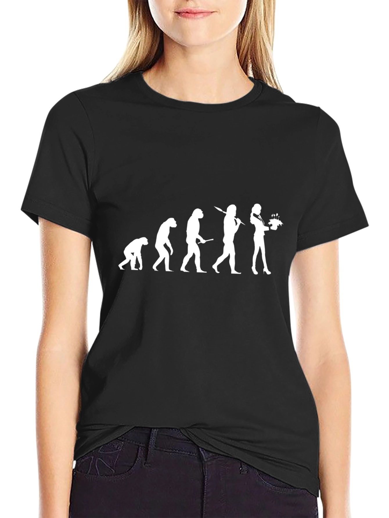 Evolution of Woman T-Shirt - Black Cotton Tee