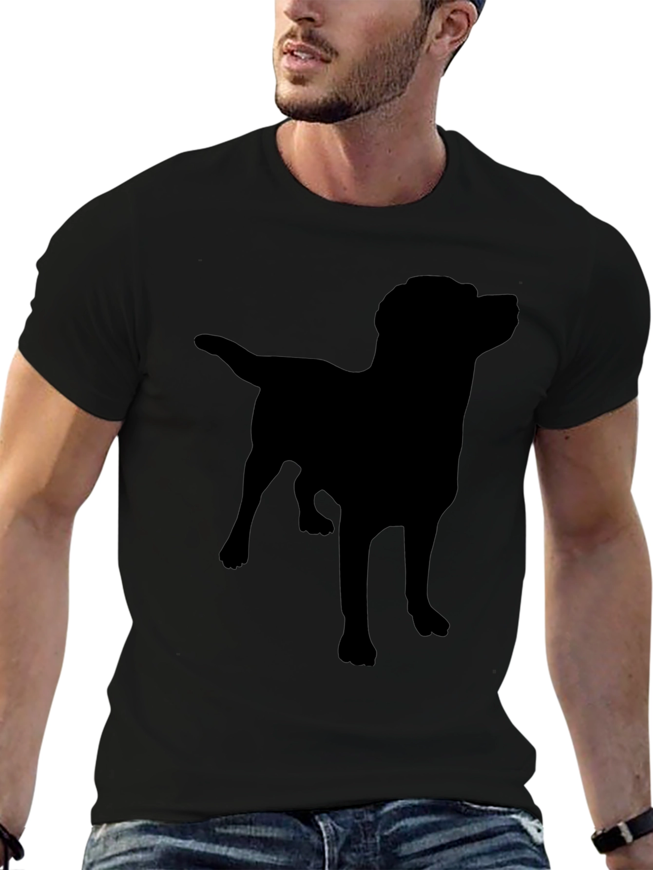 Dog Silhouette Graphic T-Shirt - Mens Black Tee