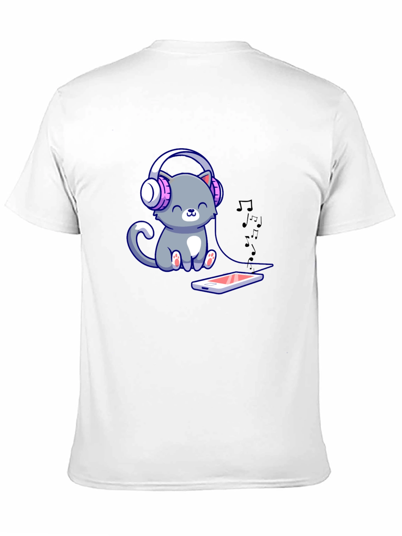 Cute Cat with Headphones Graphic Tee