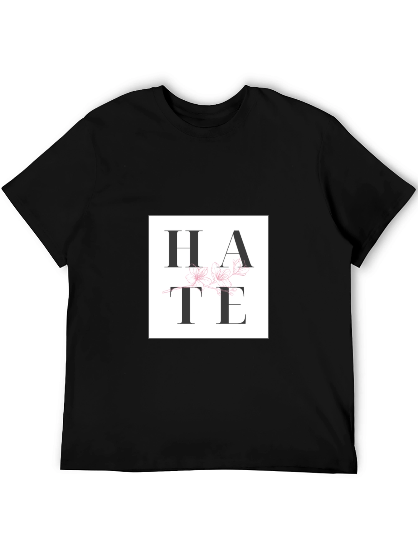 Hate Floral Graphic Print Black T-Shirt