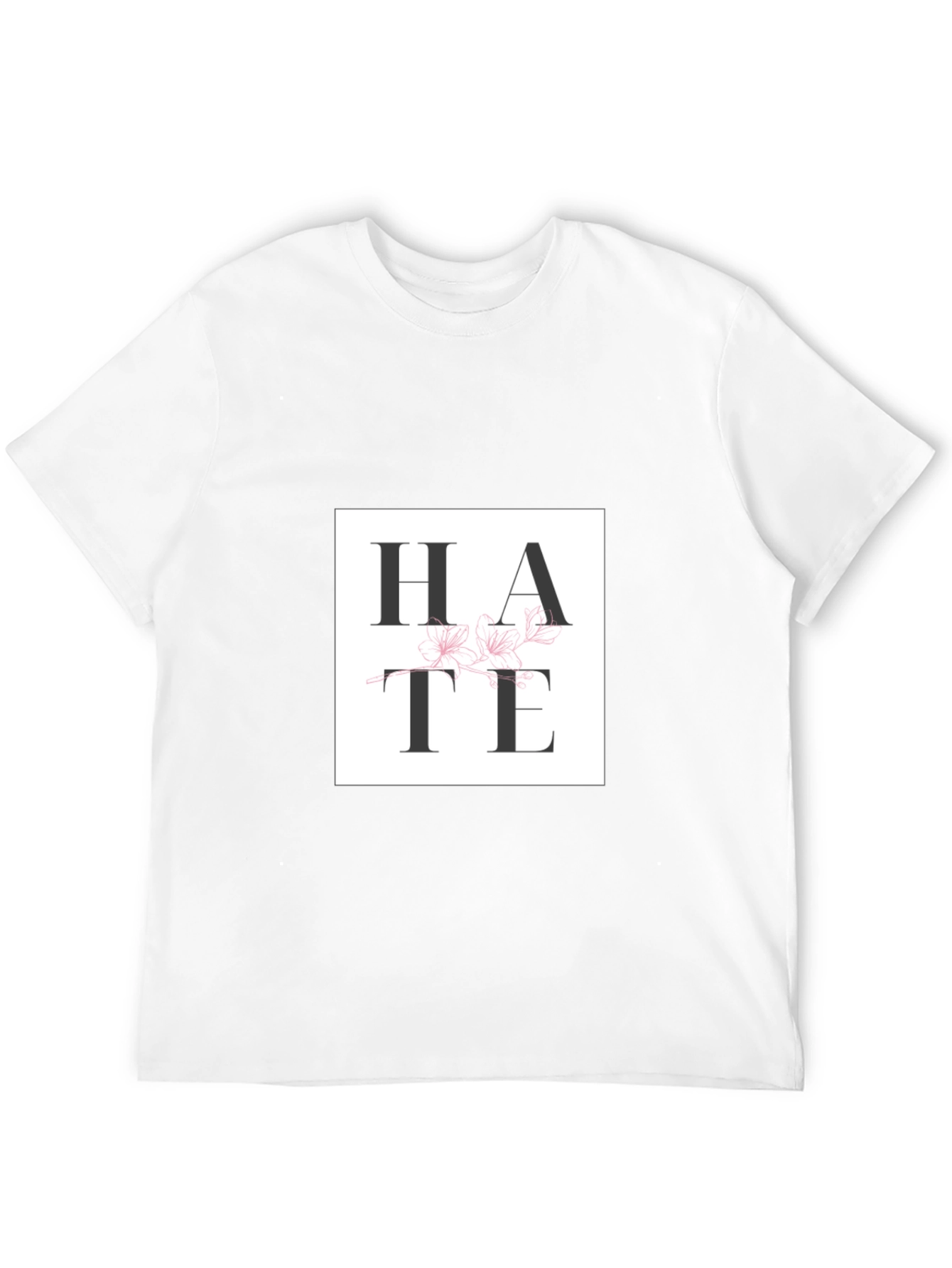 Hate Floral Graphic Print Black T-Shirt