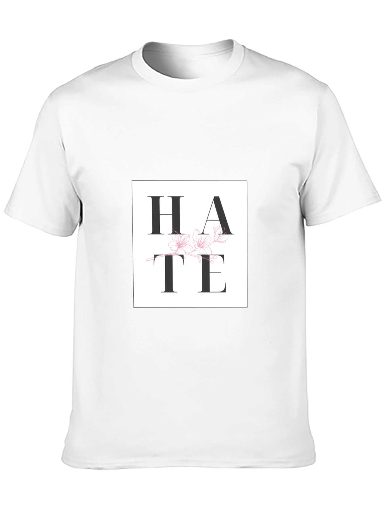 Hate Floral Graphic Print Black T-Shirt