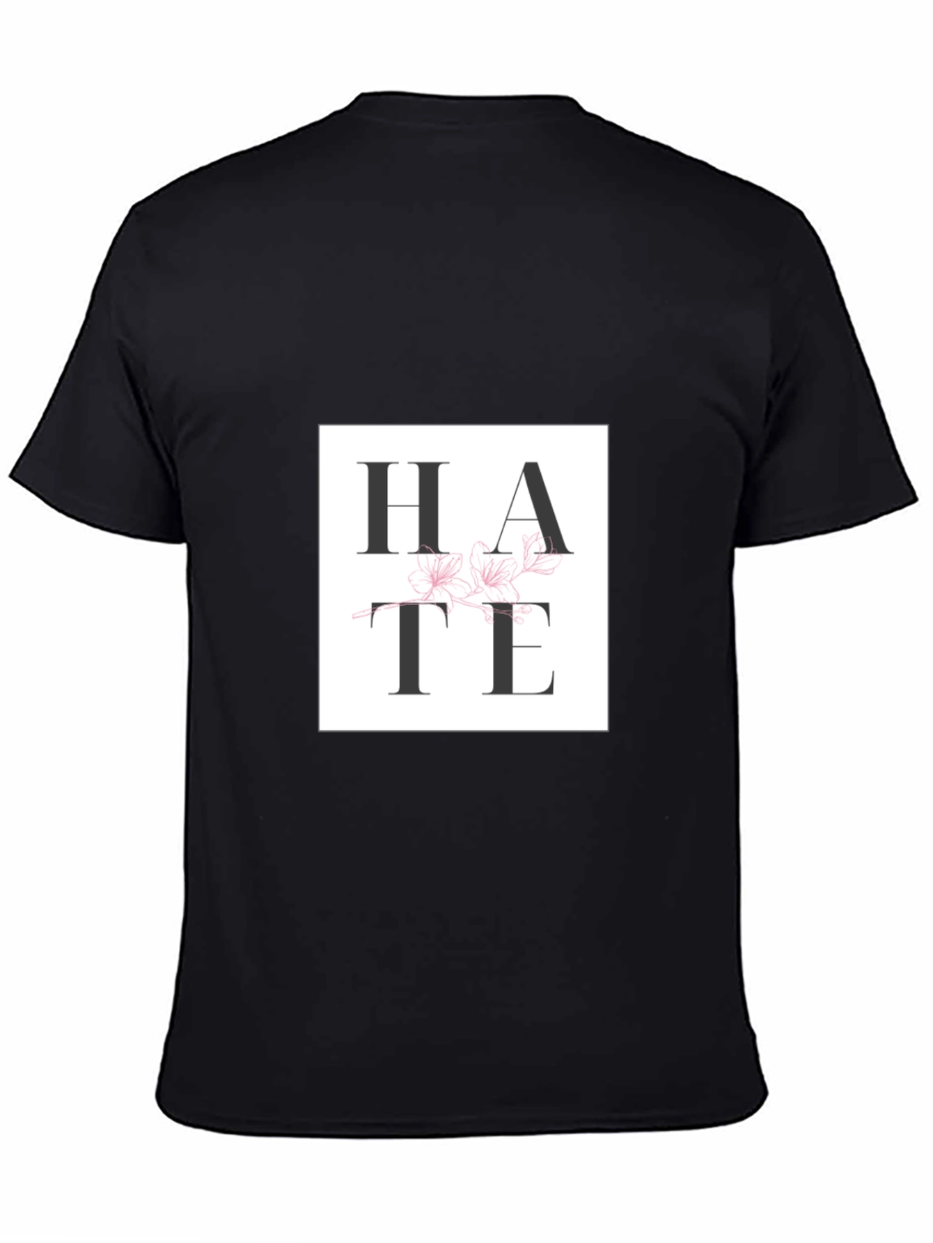 Hate Floral Graphic Print Black T-Shirt