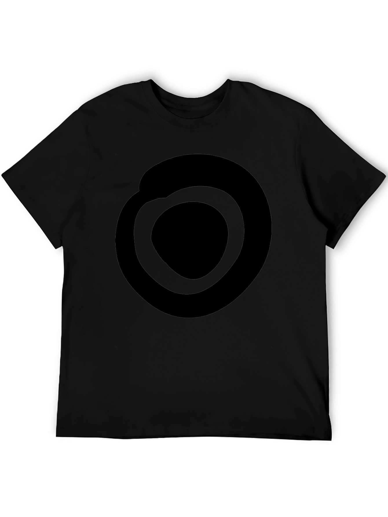 Mens Black Graphic Tee - Abstract Circle Design