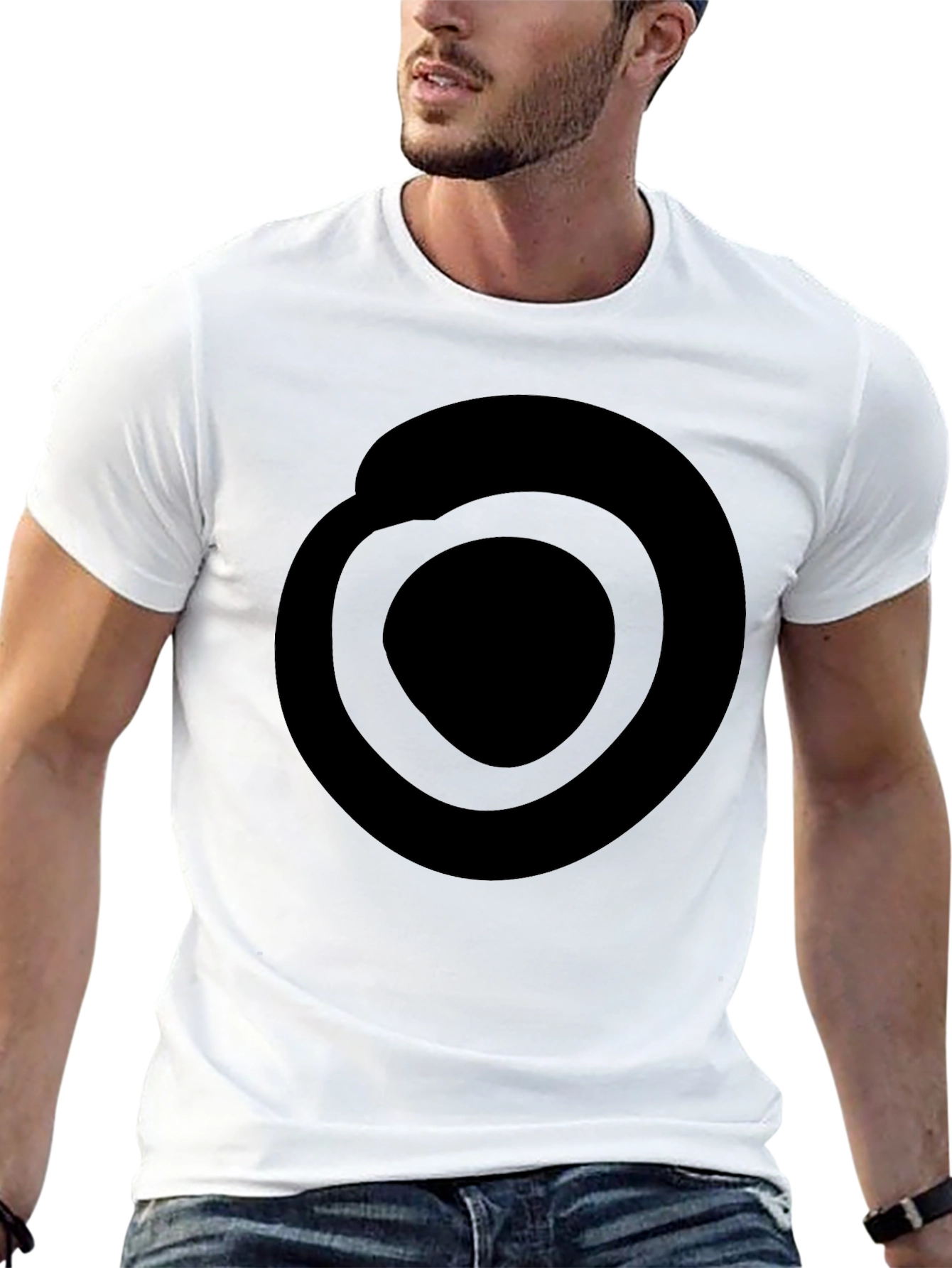Mens Black Graphic Tee - Abstract Circle Design