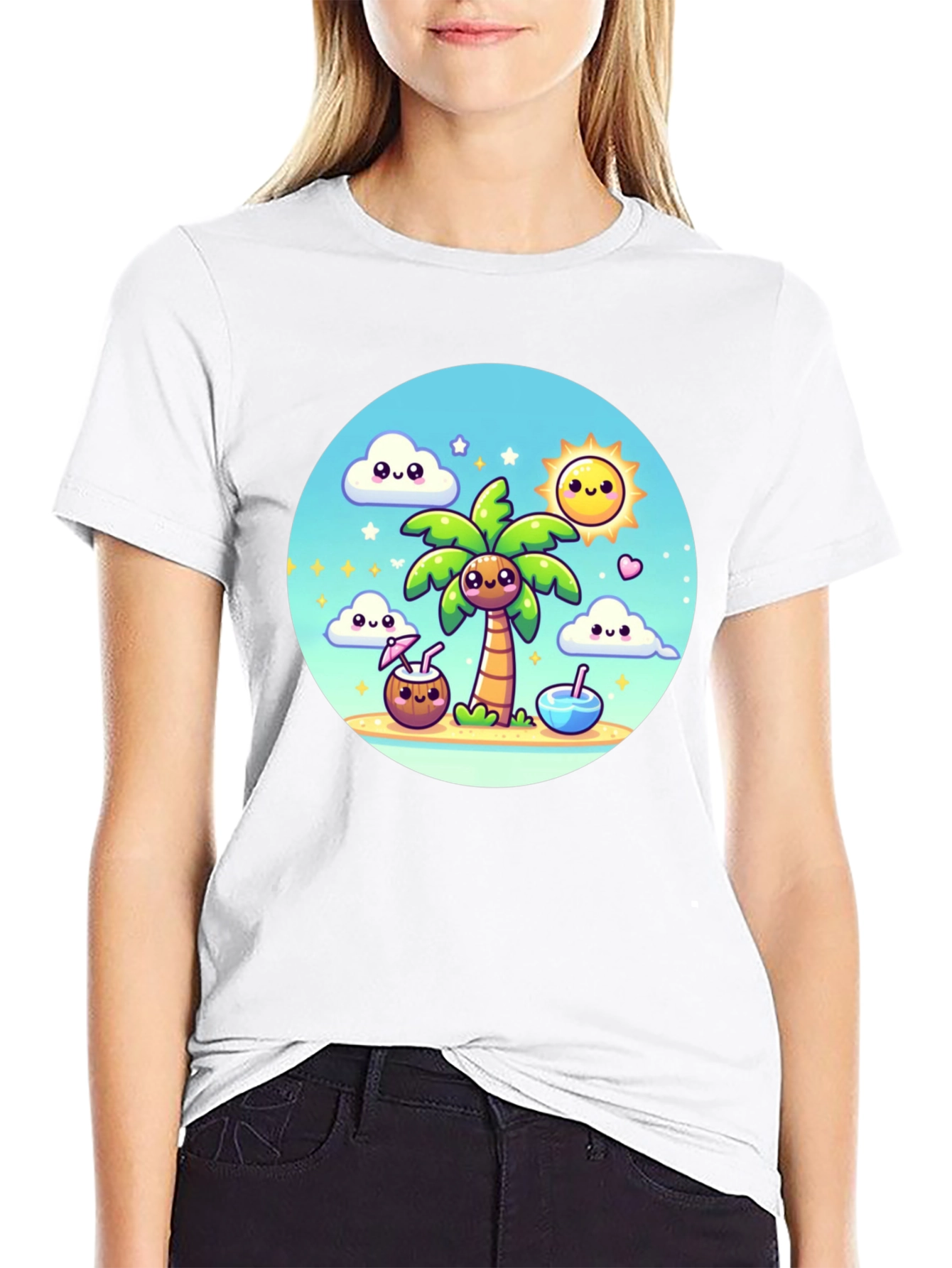 Kawaii Cartoon Beach T-Shirt - Summer Vibes!
