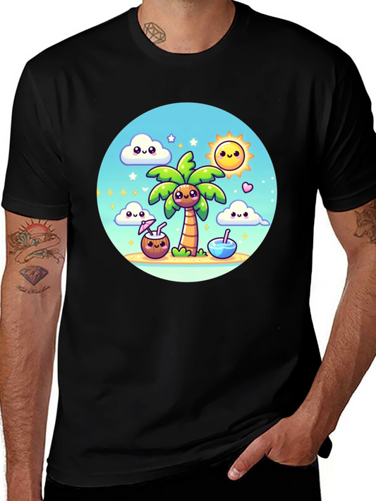Kawaii Cartoon Beach T-Shirt - Summer Vibes!