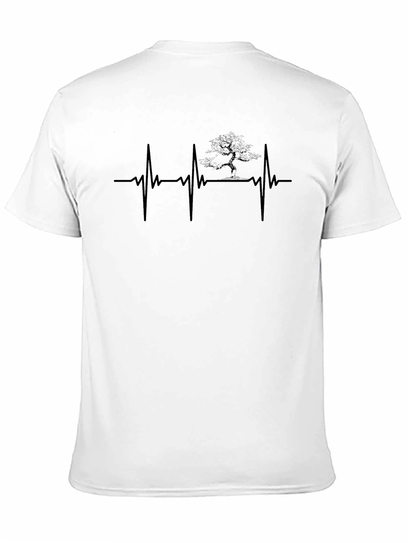 Heartbeat Bonsai Tree Graphic Tee - Black Cotton Shirt