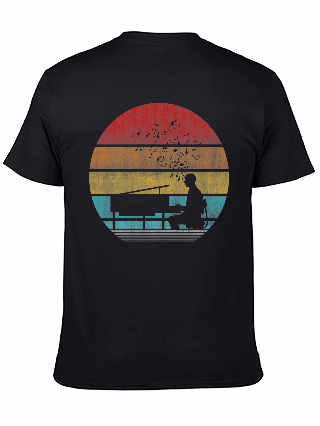 Retro Piano Player Sunset T-Shirt