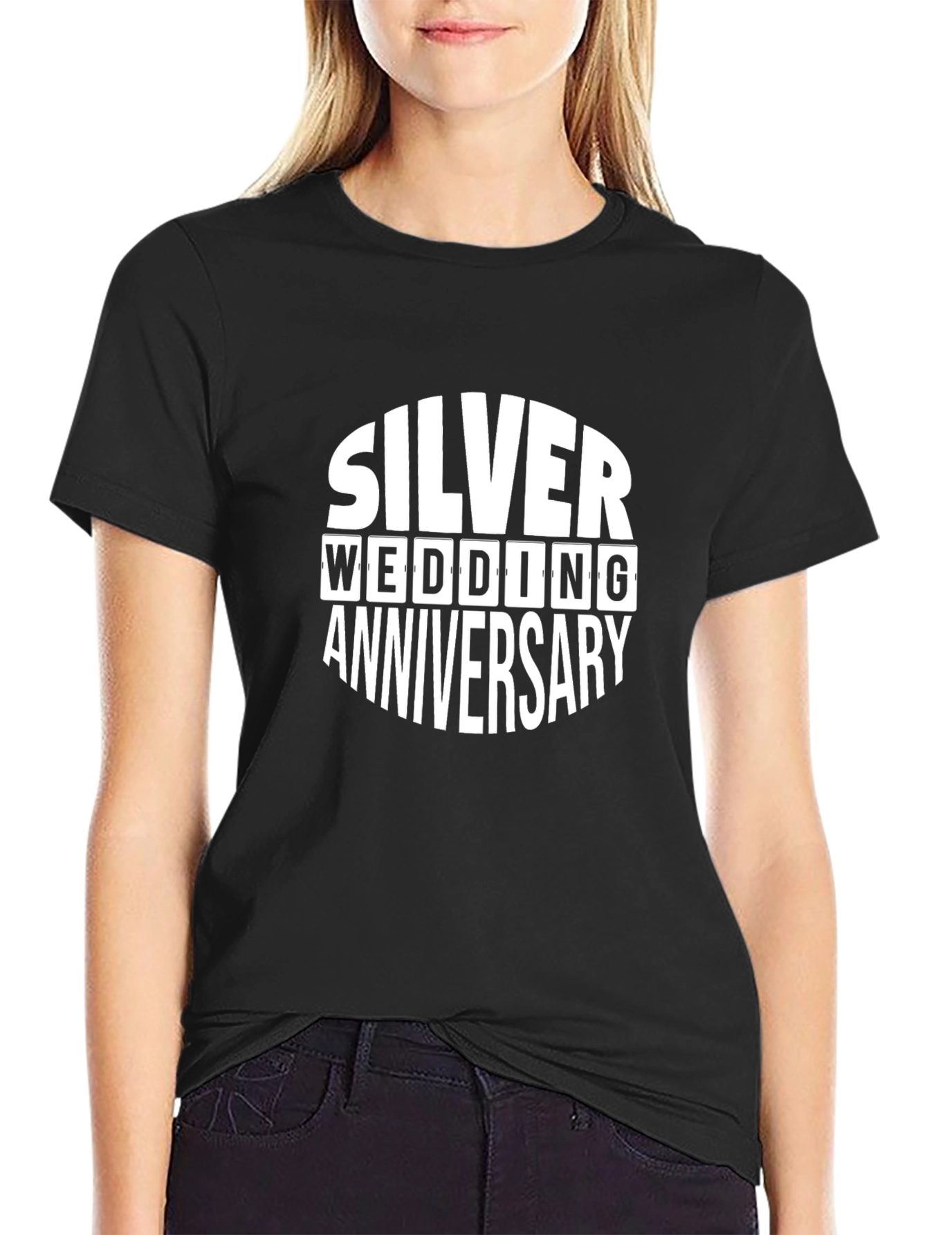 Silver Wedding Anniversary T-Shirt - Black