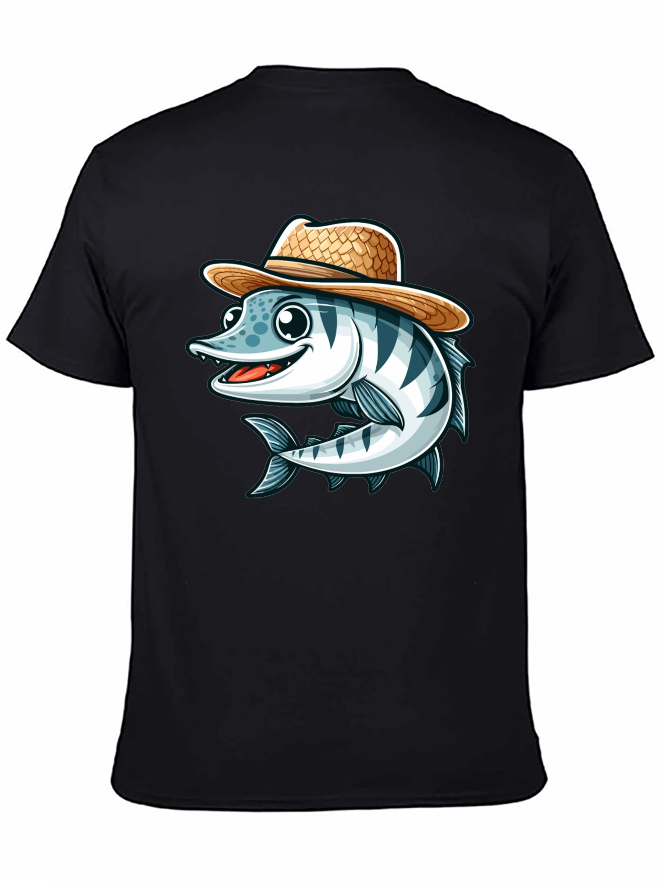 Cartoon Fish with Straw Hat T-Shirt