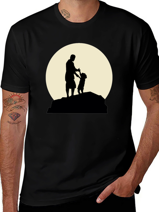 Father & Child Silhouette Black Graphic Tee