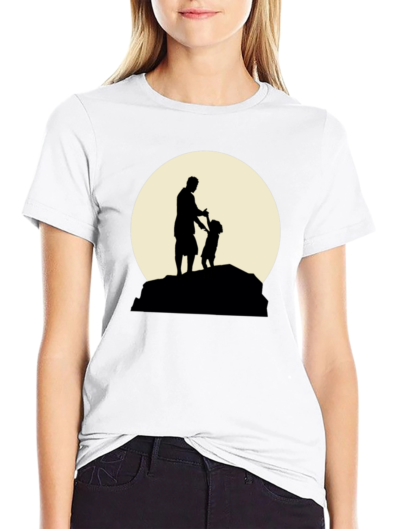 Father & Child Silhouette Black Graphic Tee