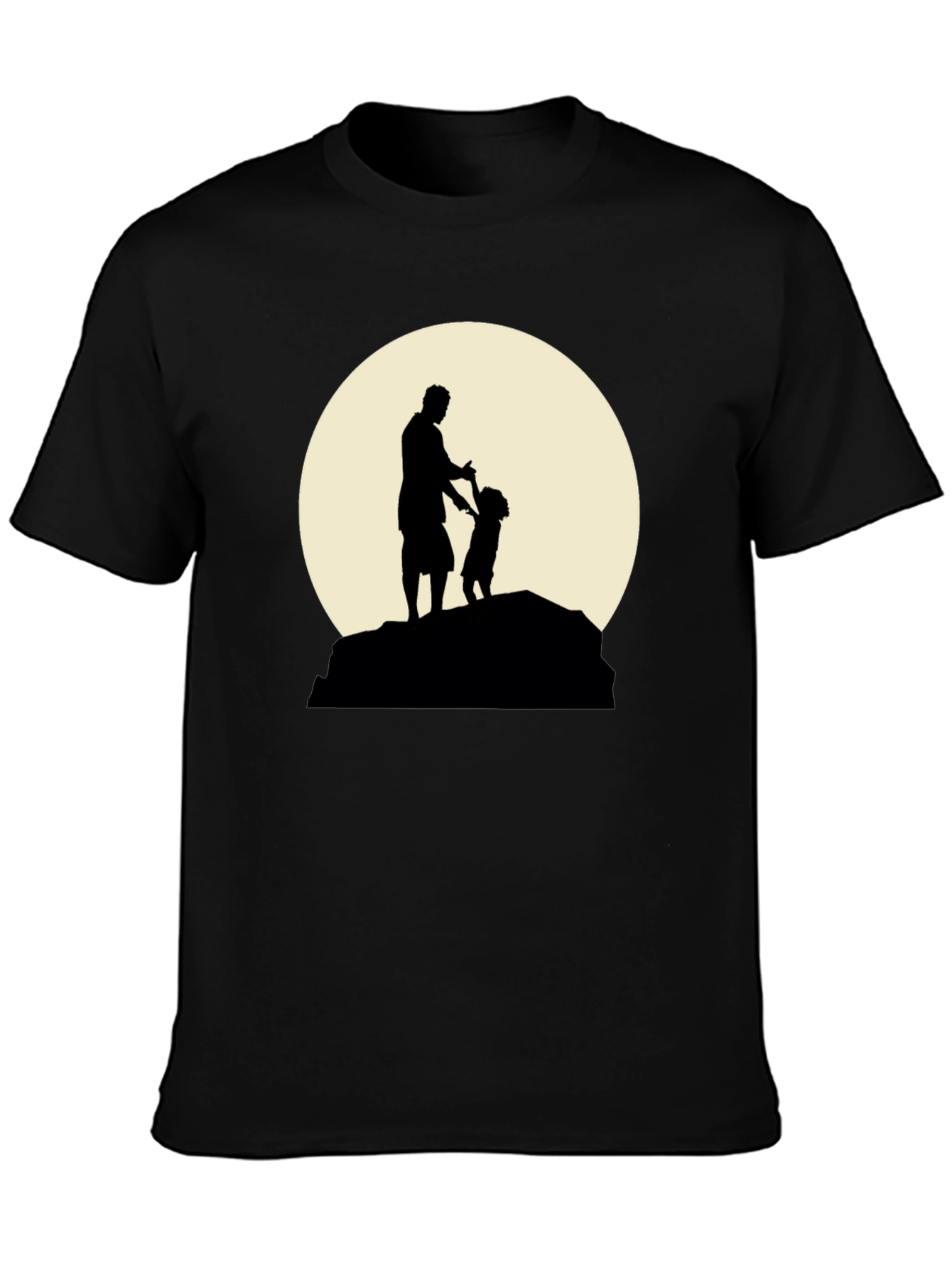 Father & Child Silhouette Black Graphic Tee