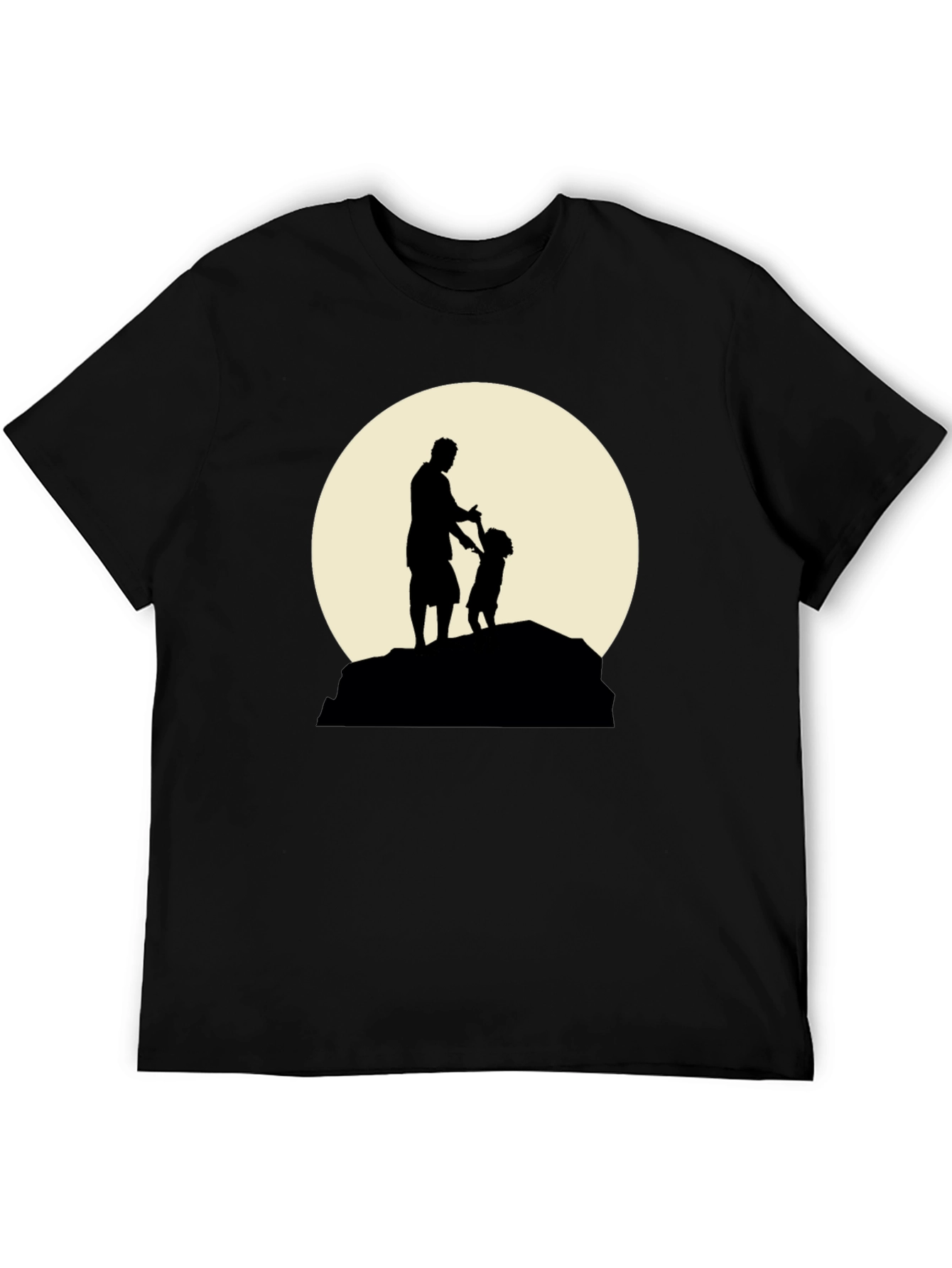 Father & Child Silhouette Black Graphic Tee