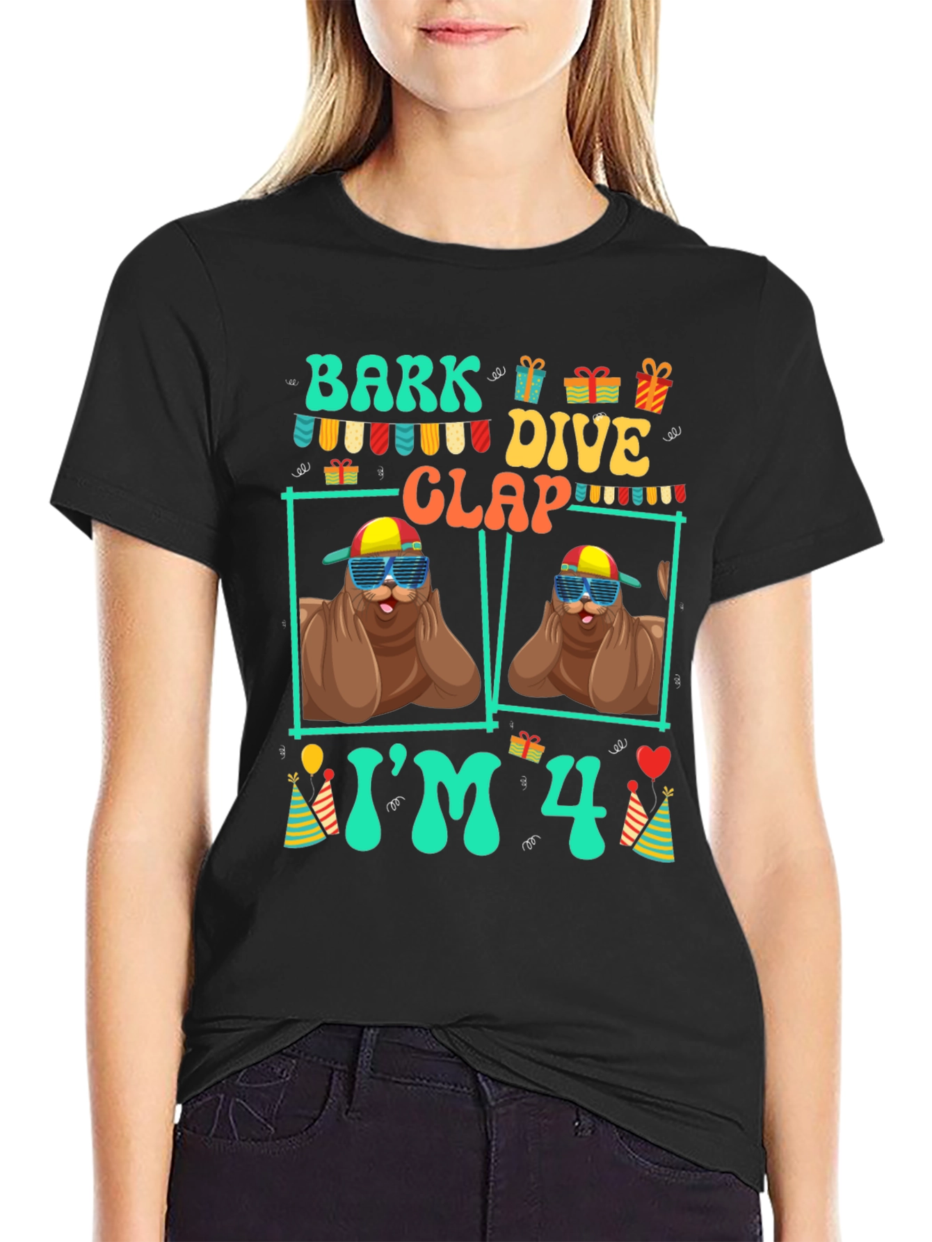 Bark Dive Clap Im 4 Birthday T-Shirt