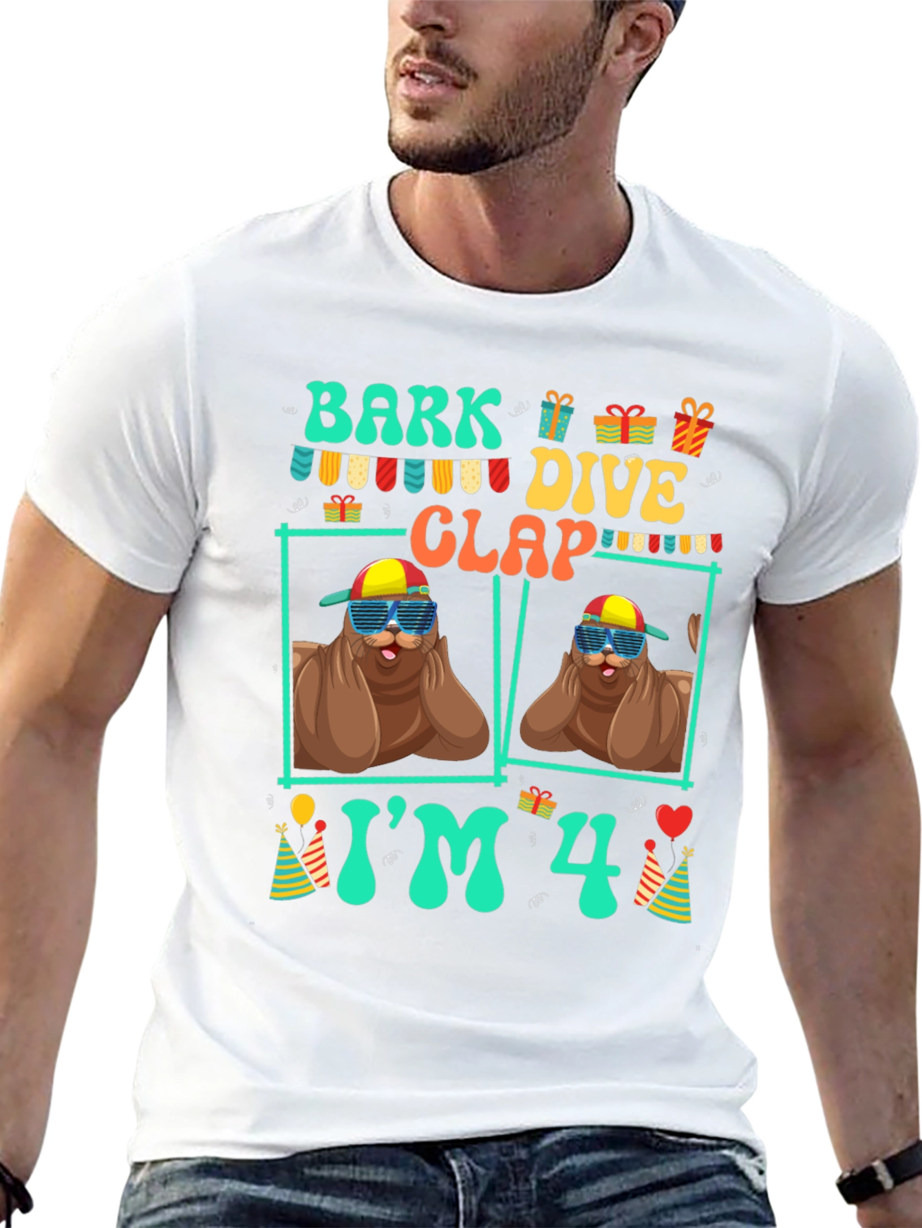 Bark Dive Clap Im 4 Birthday T-Shirt