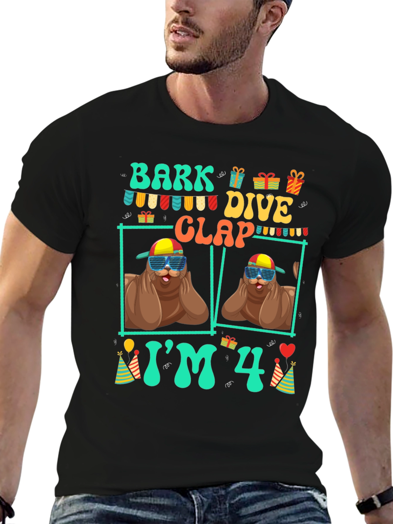 Bark Dive Clap Im 4 Birthday T-Shirt