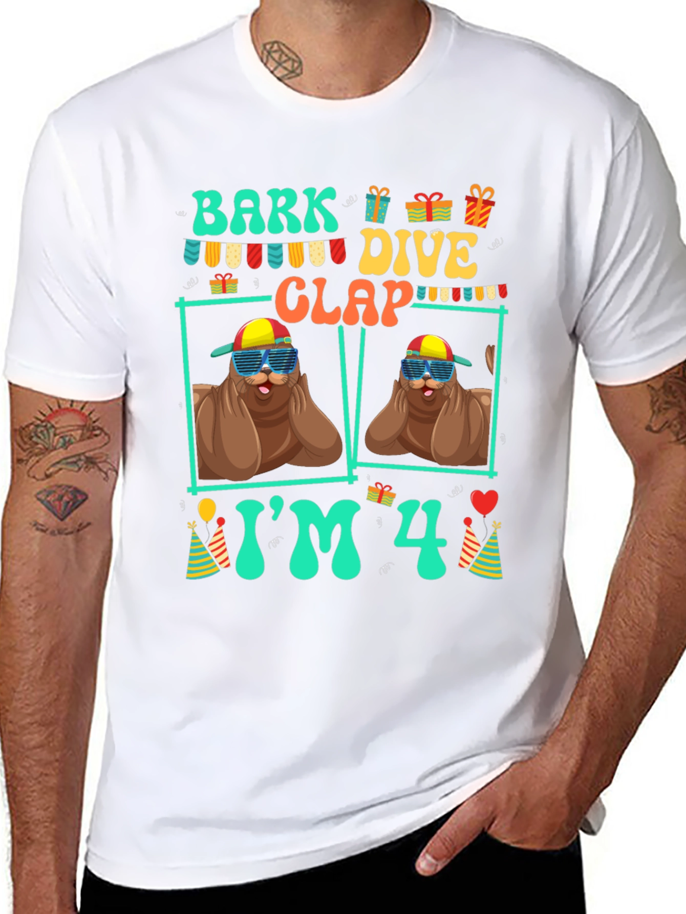 Bark Dive Clap Im 4 Birthday T-Shirt
