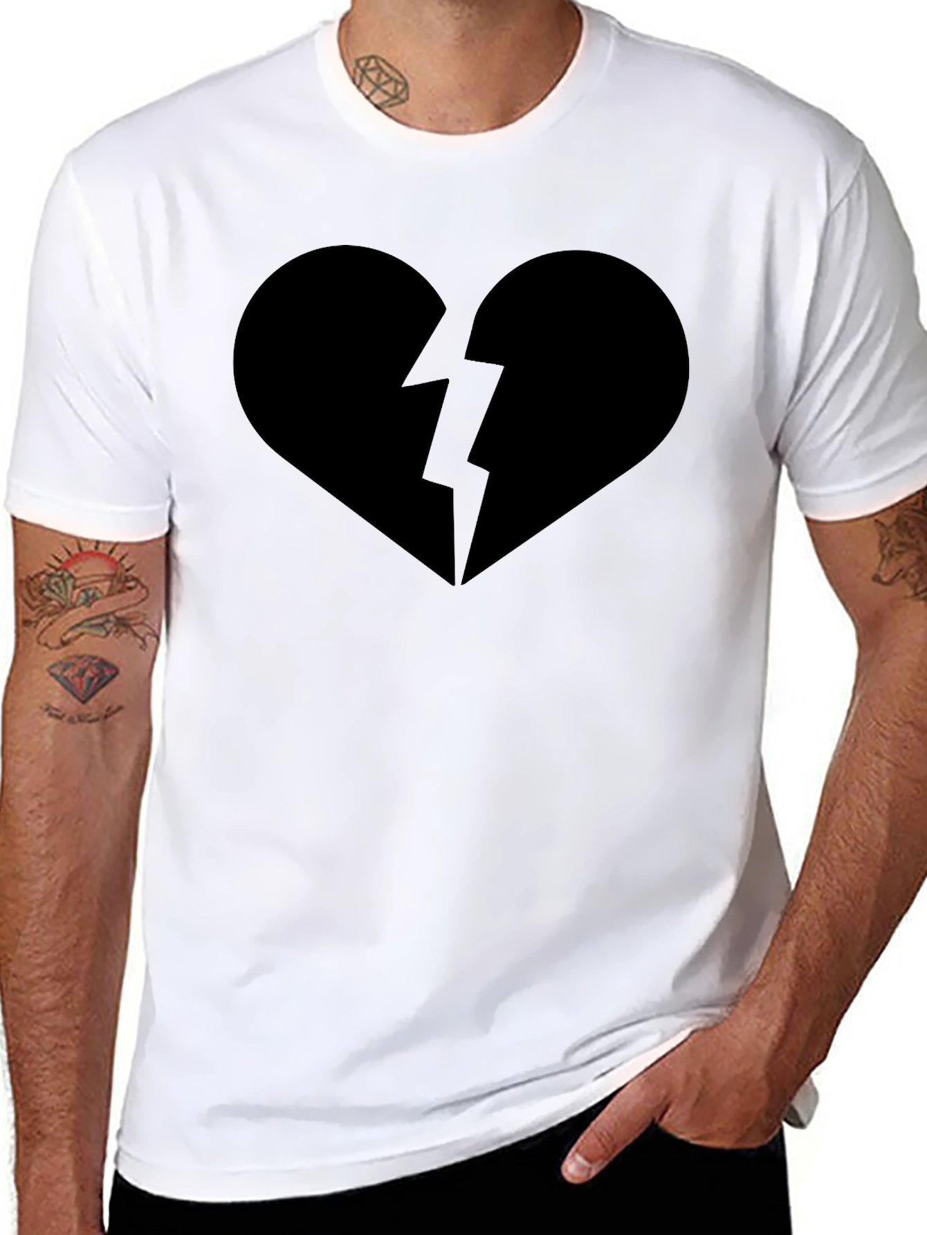 Broken Heart Graphic Tee - Casual Black T-Shirt
