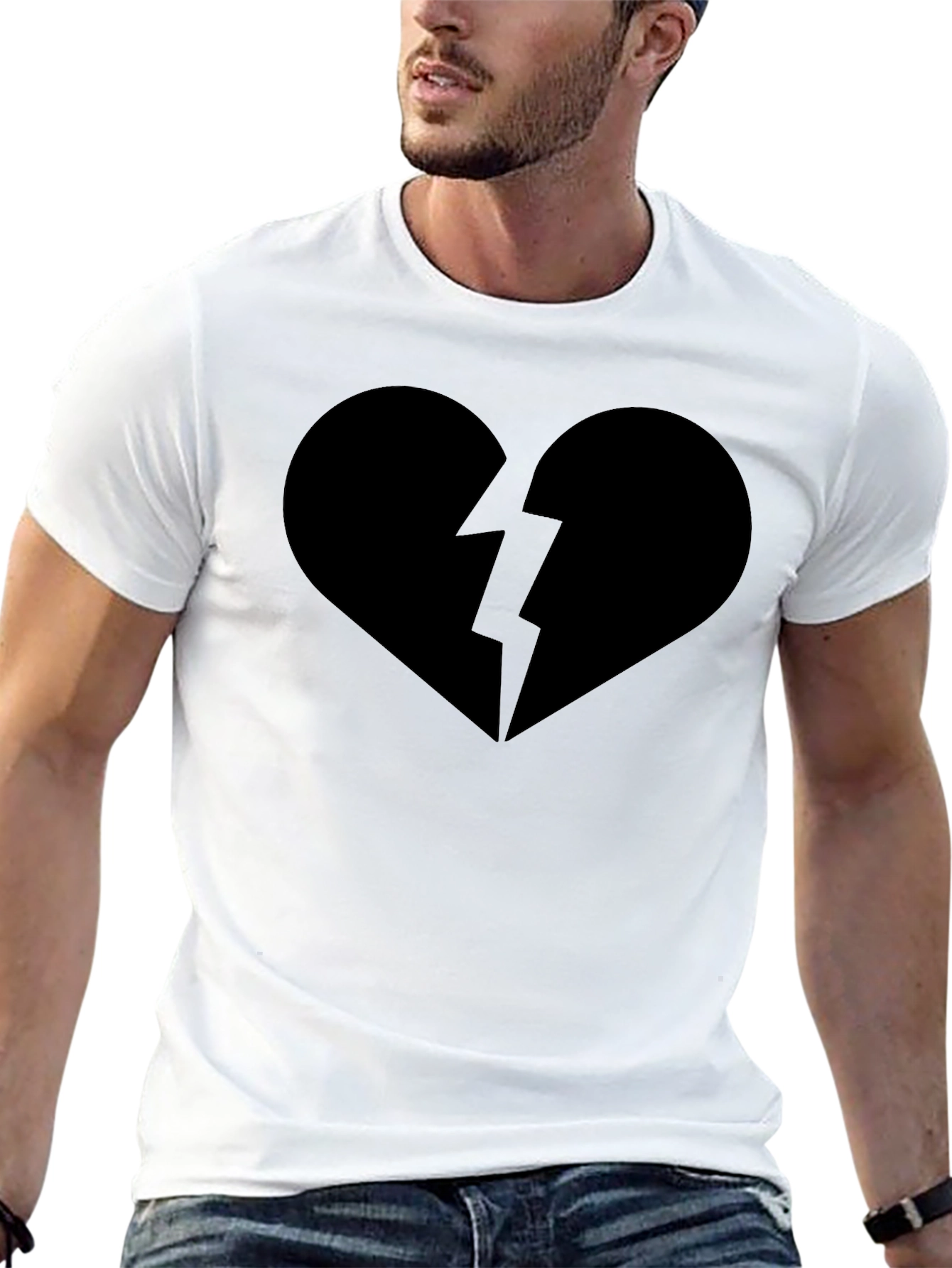 Broken Heart Graphic Tee - Casual Black T-Shirt