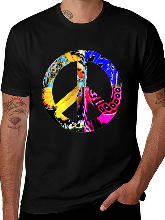 Vibrant Peace Sign Graphic Tee - Bold Style Soft Comfort