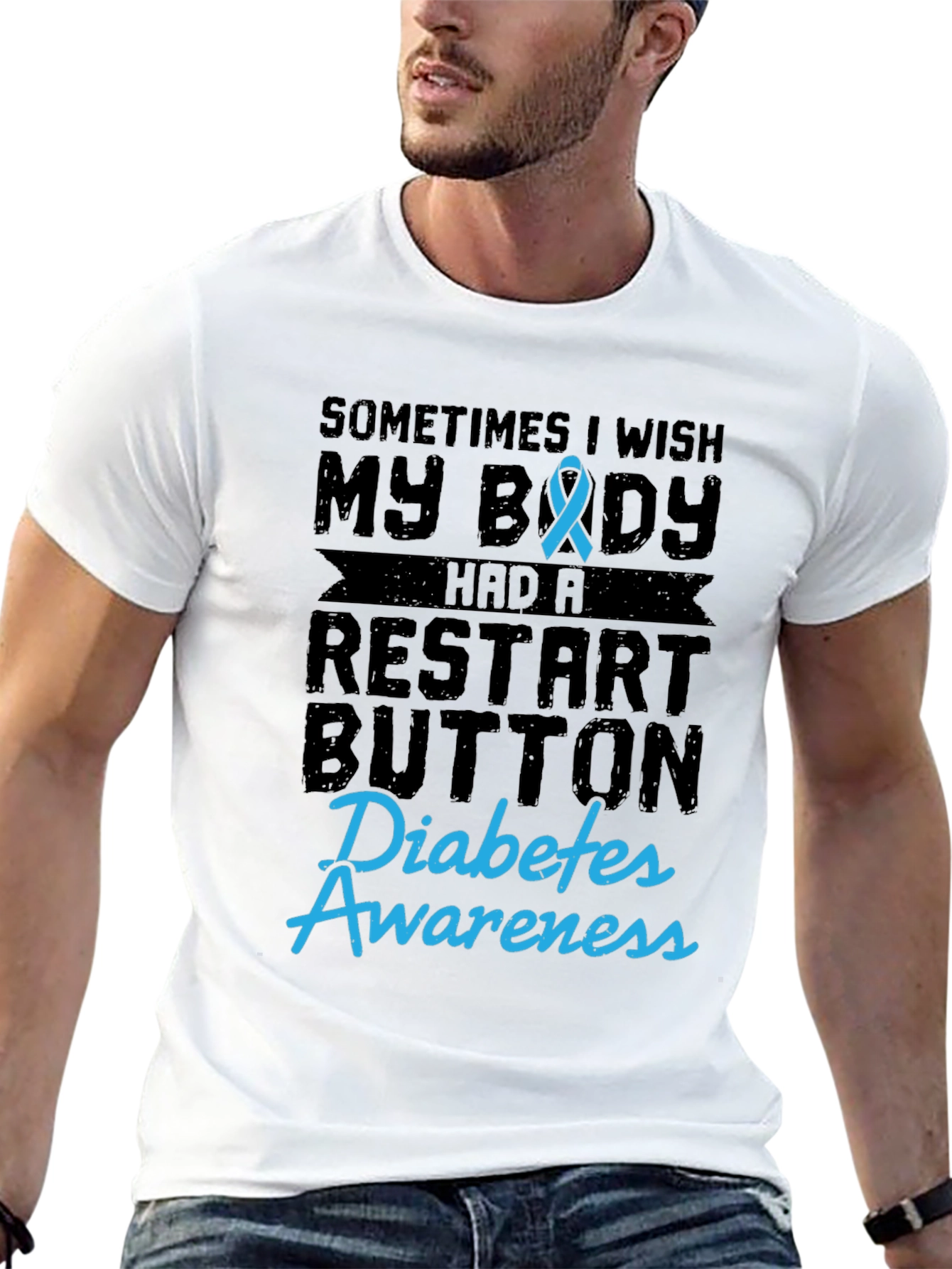 Diabetes Awareness Restart Button Graphic T-Shirt