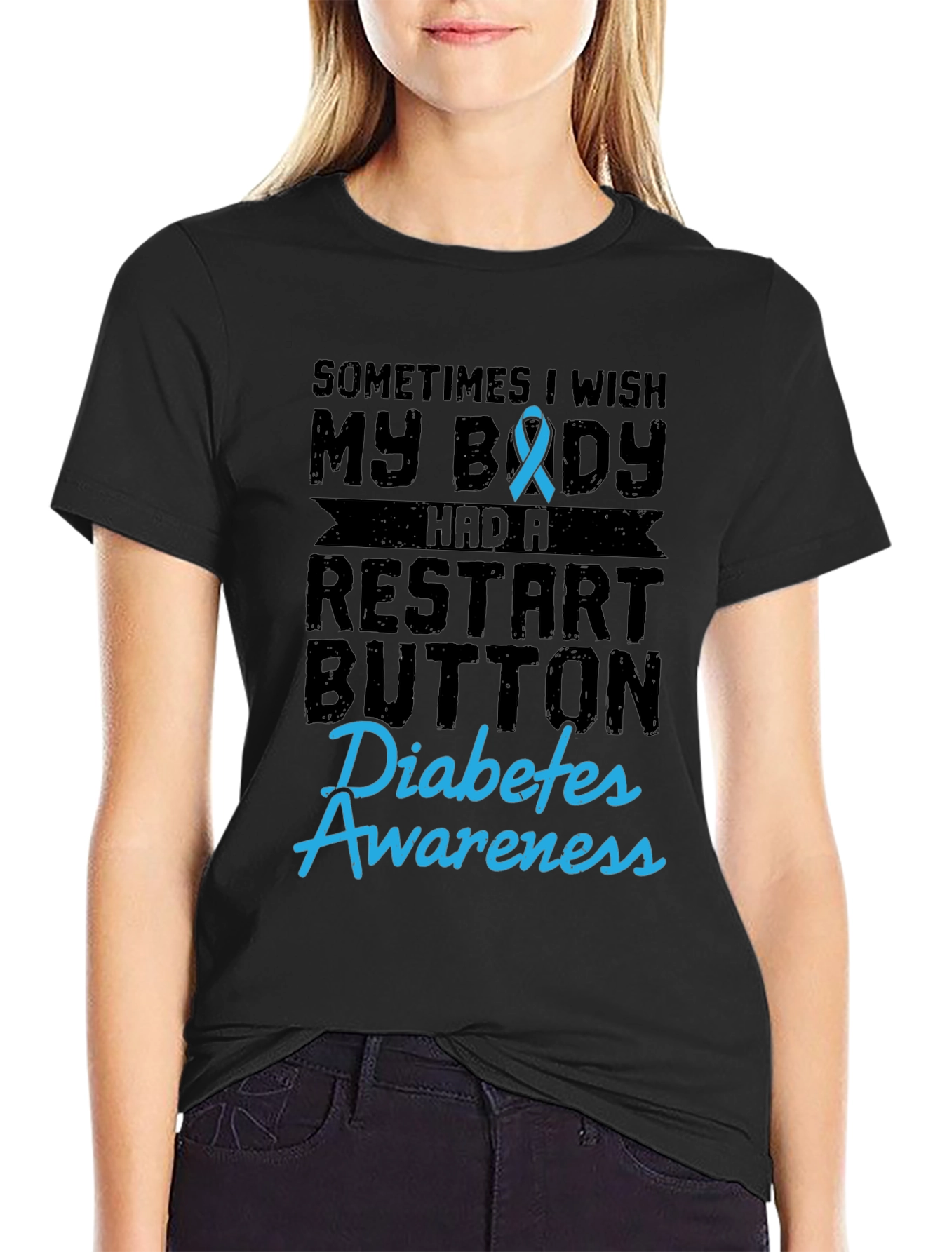 Diabetes Awareness Restart Button Graphic T-Shirt