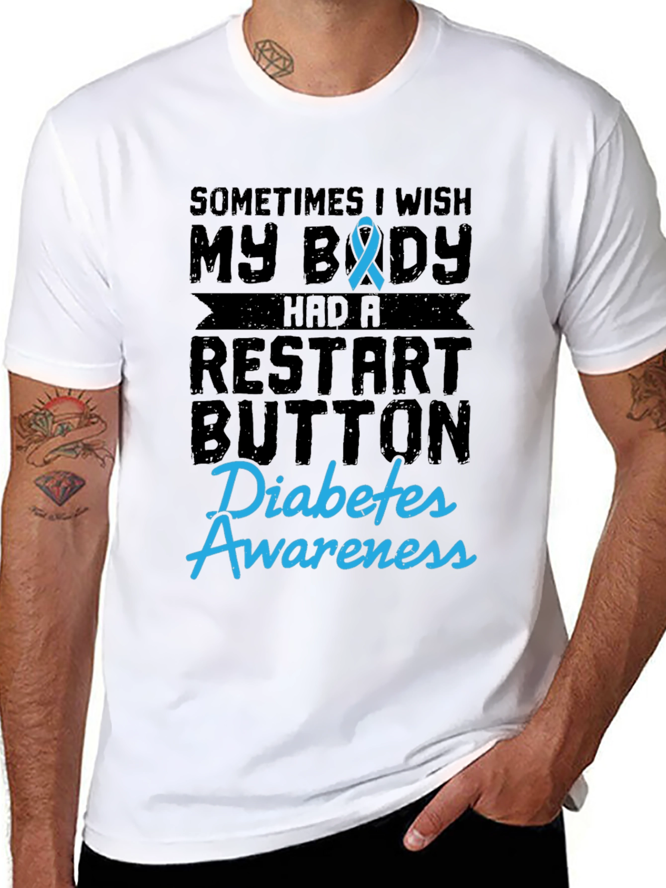 Diabetes Awareness Restart Button Graphic T-Shirt