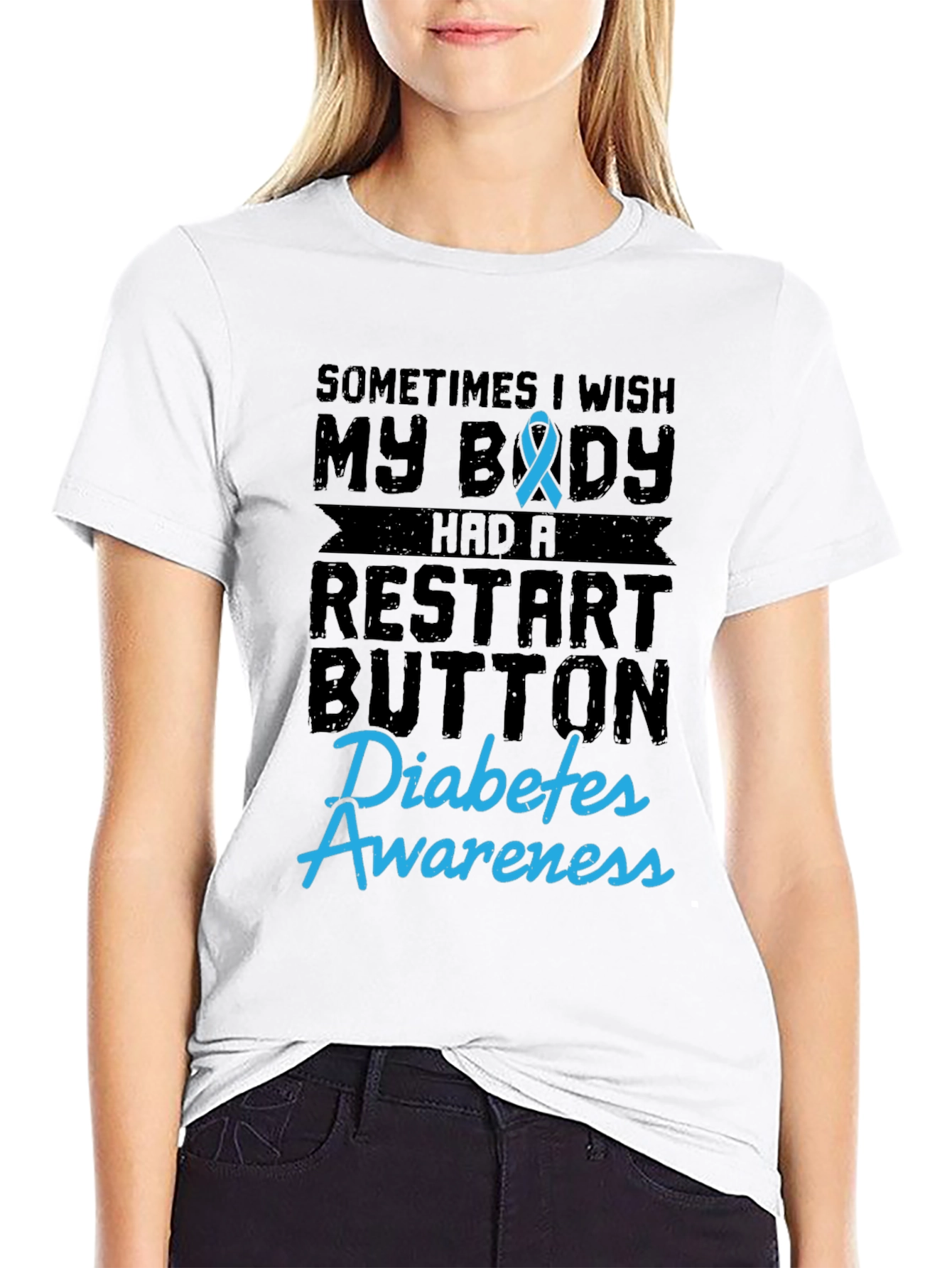 Diabetes Awareness Restart Button Graphic T-Shirt