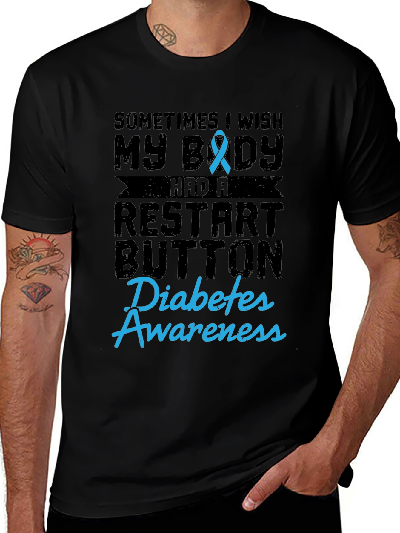 Diabetes Awareness Restart Button Graphic T-Shirt