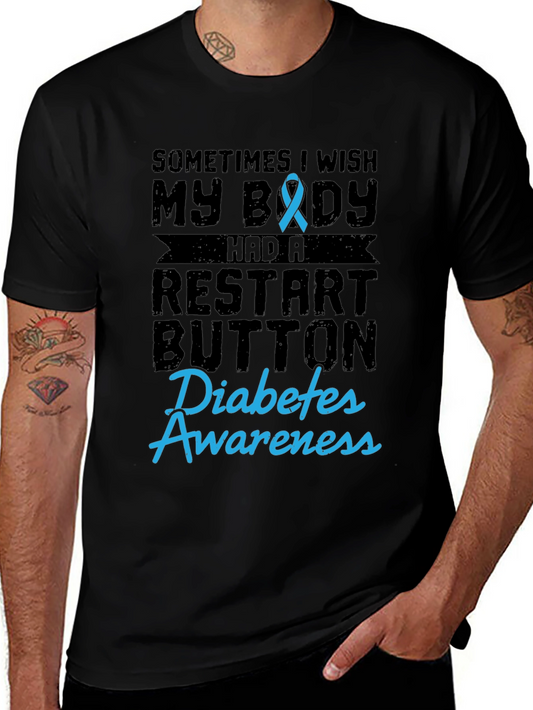 Diabetes Awareness Restart Button Graphic T-Shirt
