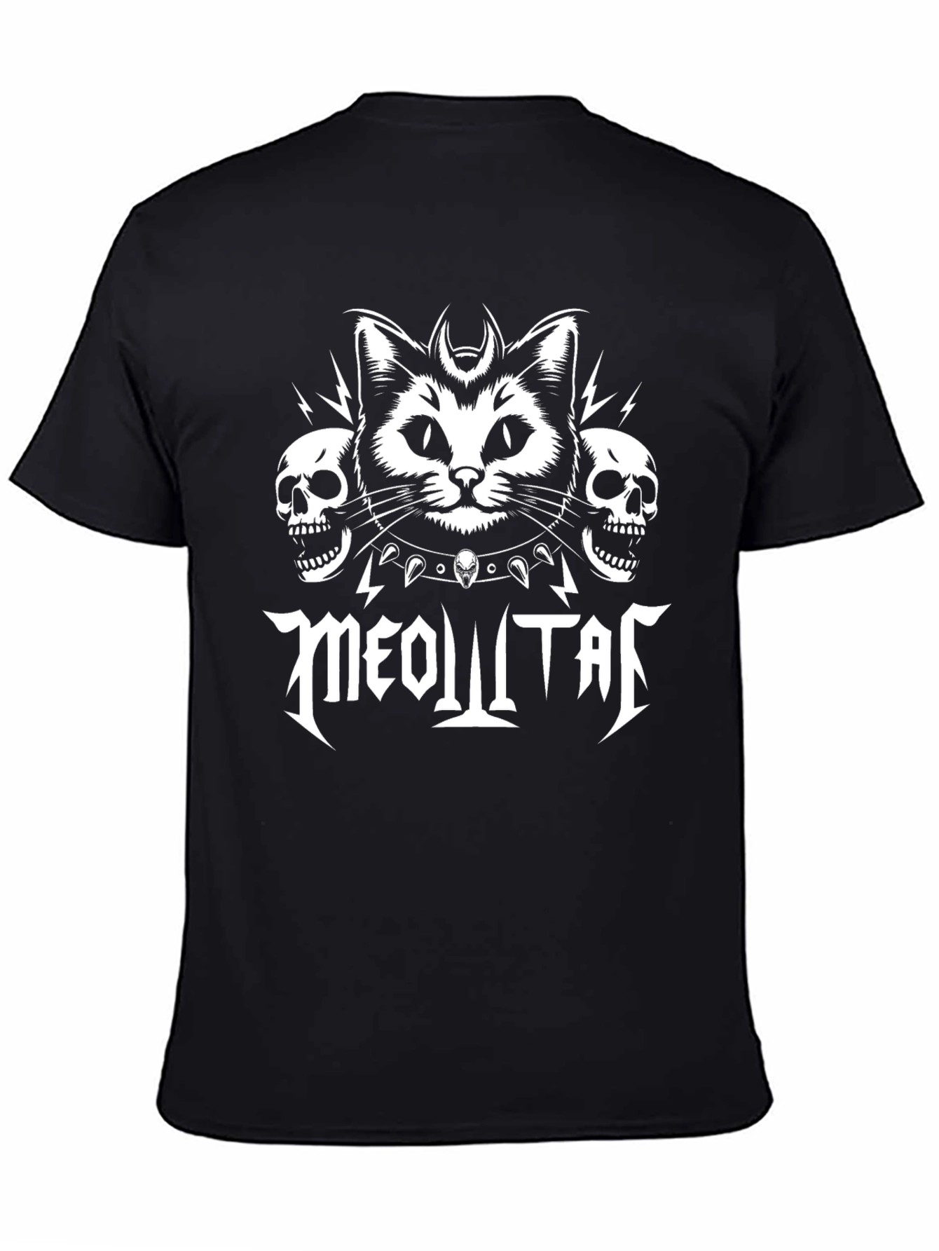 Meowtal T-Shirt: Gothic Cat & Skulls