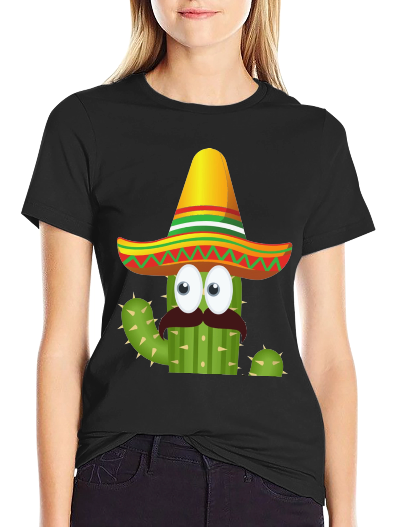 Cactus Sombrero Graphic Tee - Black