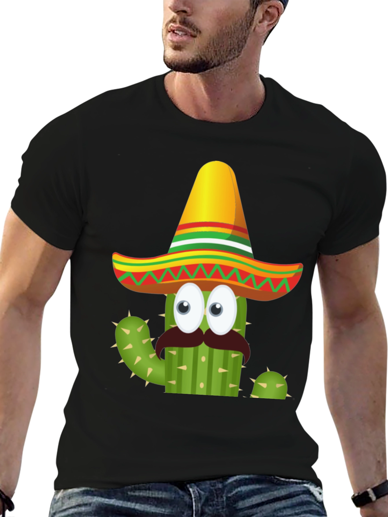 Cactus Sombrero Graphic Tee - Black