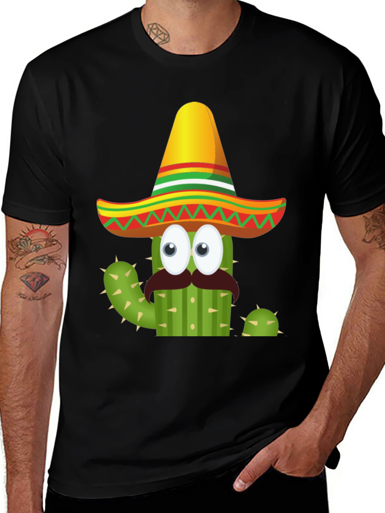 Cactus Sombrero Graphic Tee - Black