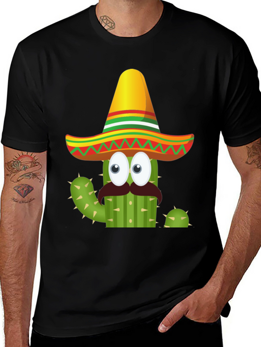 Cactus Sombrero Graphic Tee - Black