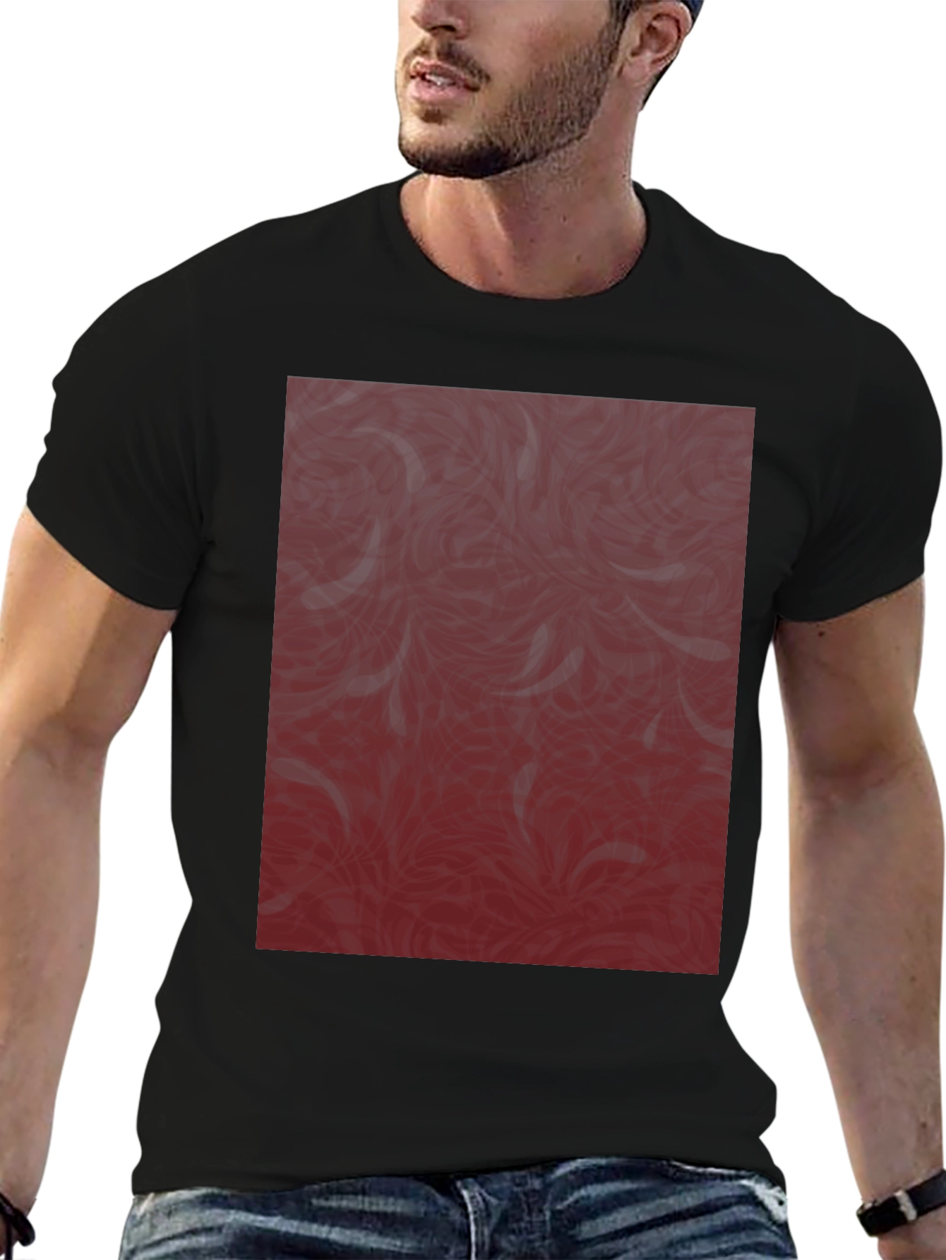 Stylish Patterned Black T-Shirt
