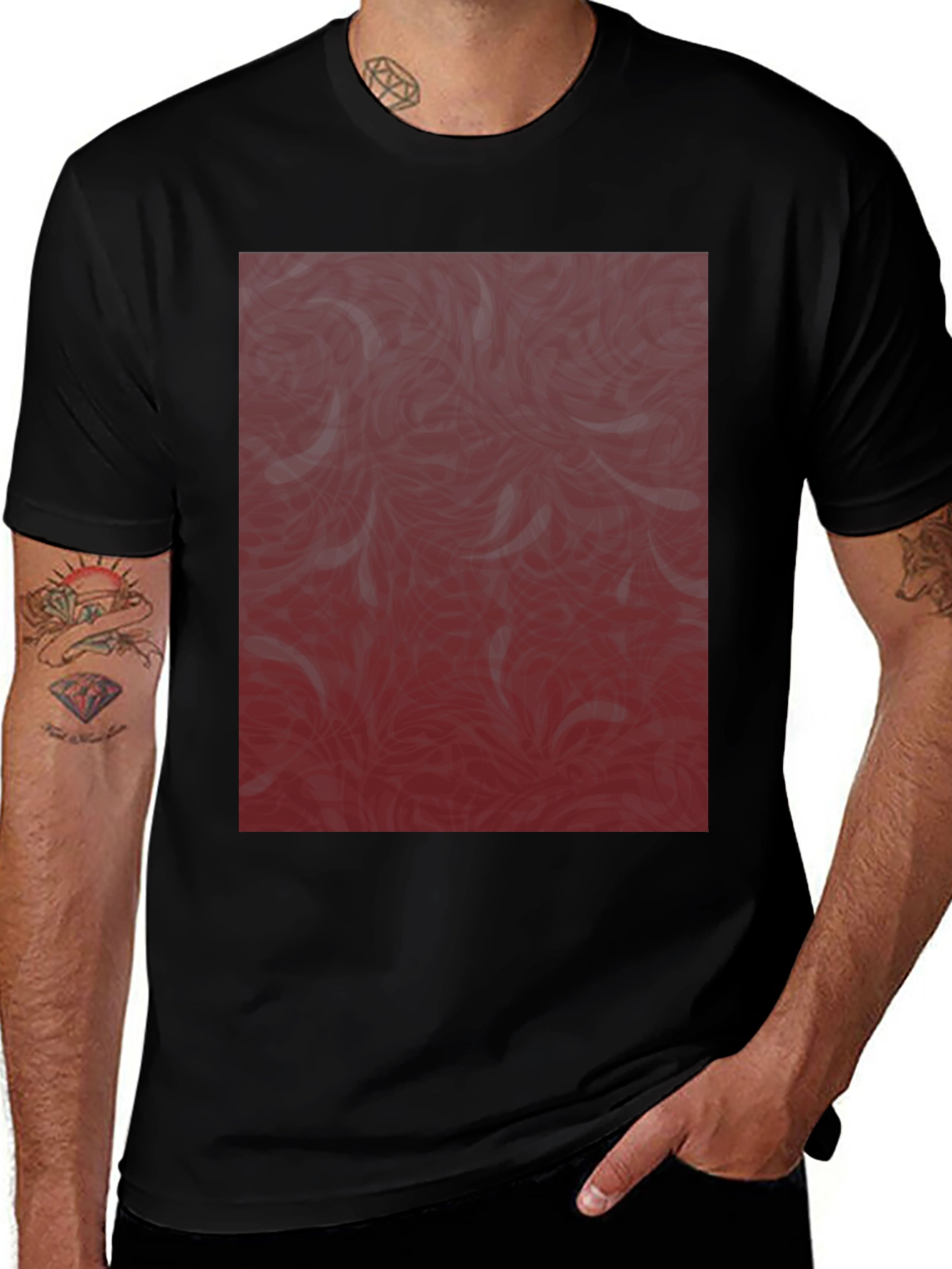 Stylish Patterned Black T-Shirt