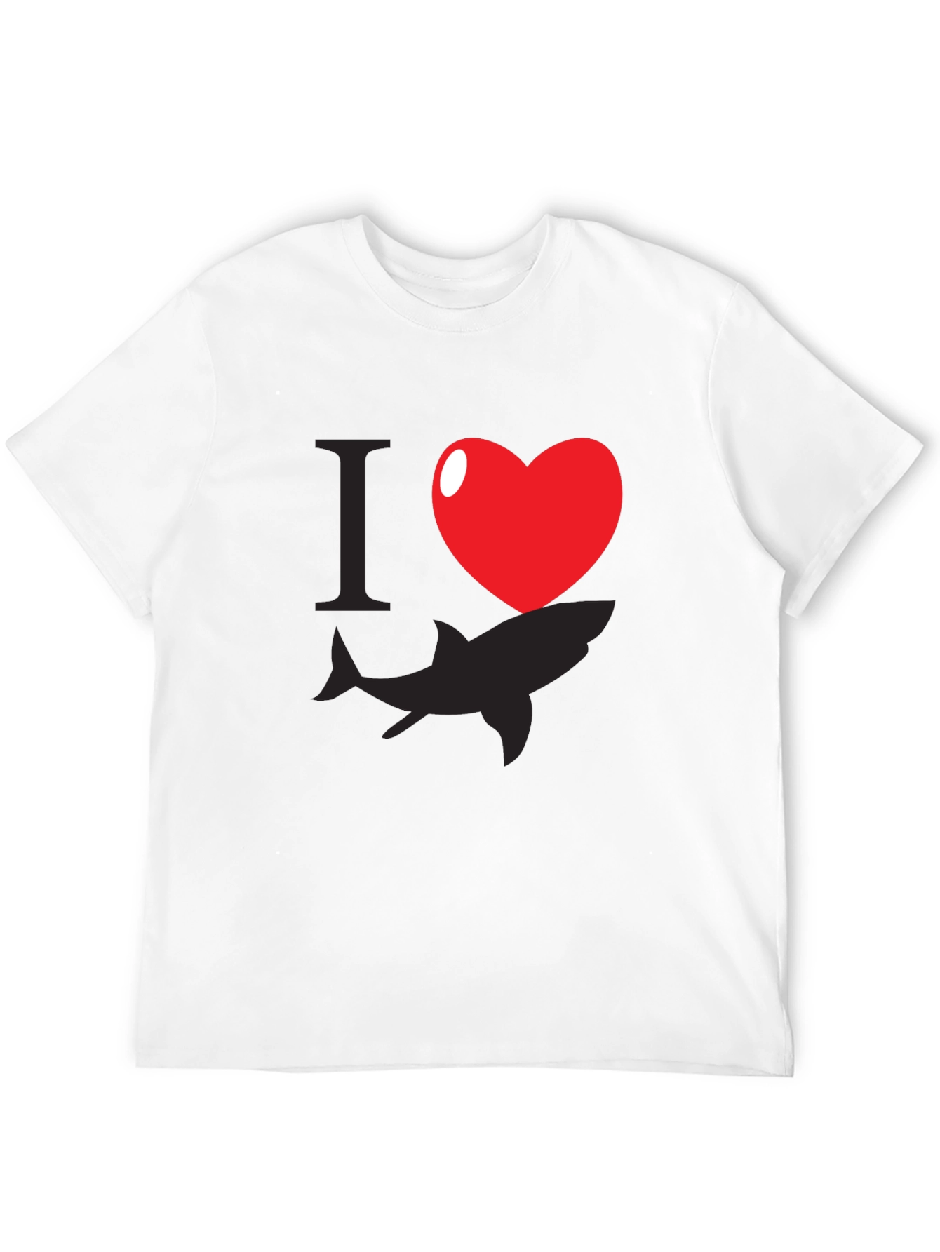 I Heart Sharks Graphic T-Shirt - Black Cotton Blend