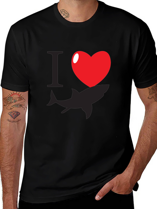 I Heart Sharks Graphic T-Shirt - Black Cotton Blend