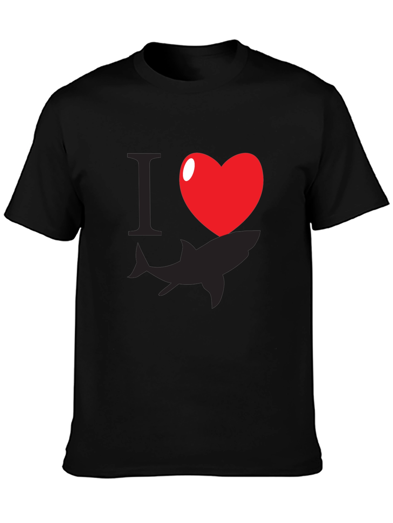 I Heart Sharks Graphic T-Shirt - Black Cotton Blend