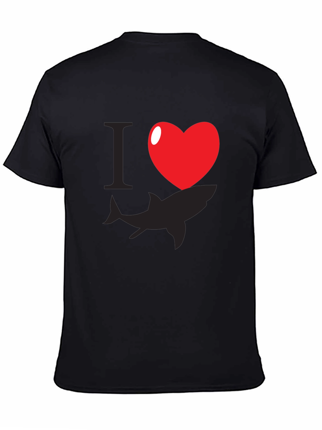 I Heart Sharks Graphic T-Shirt - Black Cotton Blend
